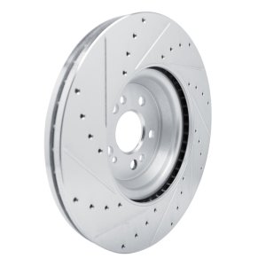 Mercedes-Benz GLE350 Brake Rotor (1) - Front Right - R1 Concepts - Drilled & Slotted - Silver - `20-`25